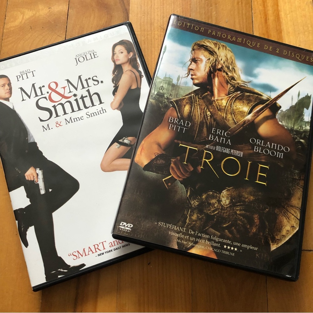 Brad Pitt 2 Movies Mr/Mrs Smith and Troy